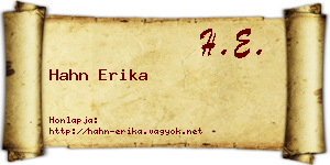 Hahn Erika névjegykártya